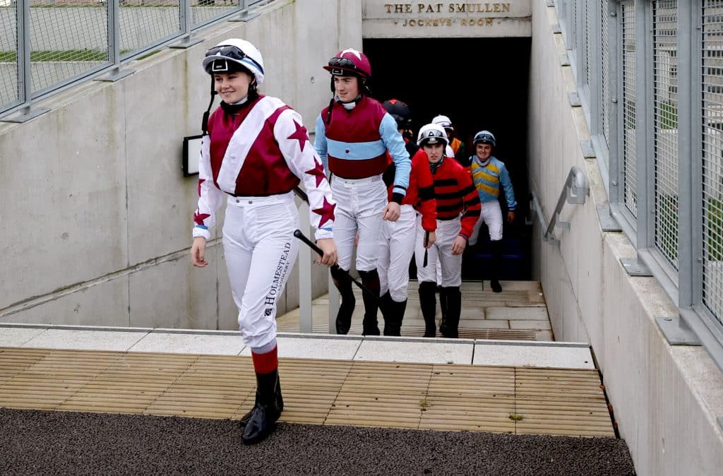Jockeys heading out for a race at the Curragh