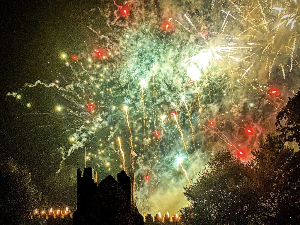 Halloween fireworks lighting up the night sky